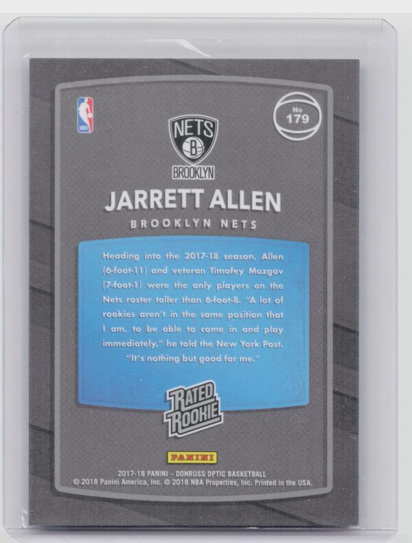 2017-18 Donruss Optic Jarrett Allen Rated Rookie Shock #179 Nets - Image 3