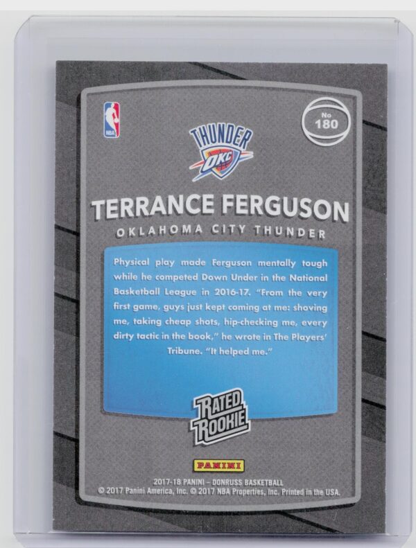 2017-18 Donruss Terrance Ferguson Press Proof Purple /199 #180 Thunder - Image 3
