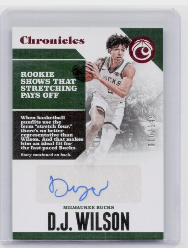 2017-18 Panini Chronicles D.J. Wilson AU SN149 #CA-DJW Bucks Chronicles Autograp