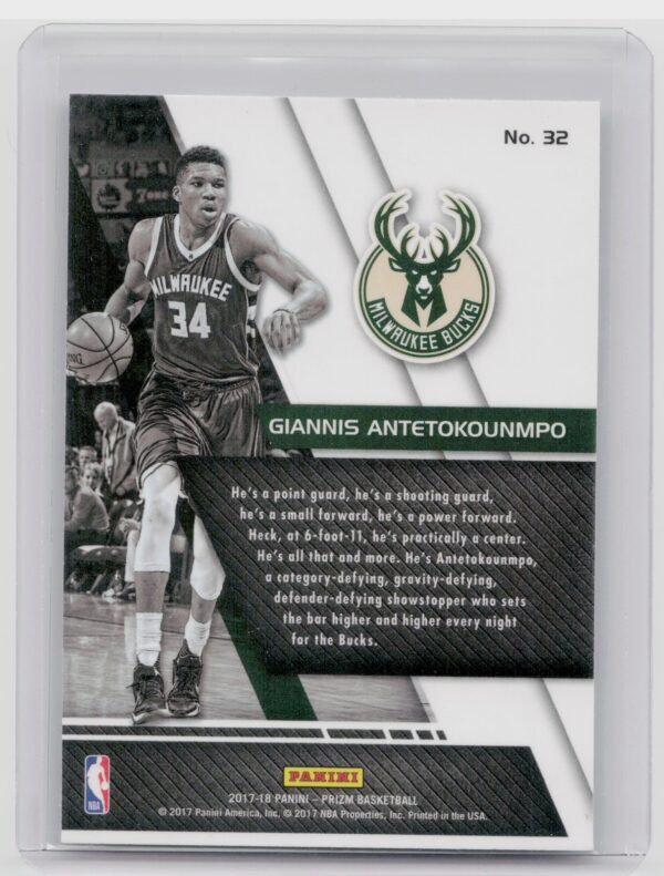 2017-18 Panini Prizm Giannis Antetokounmpo Fundamentals #32 Bucks - Image 3
