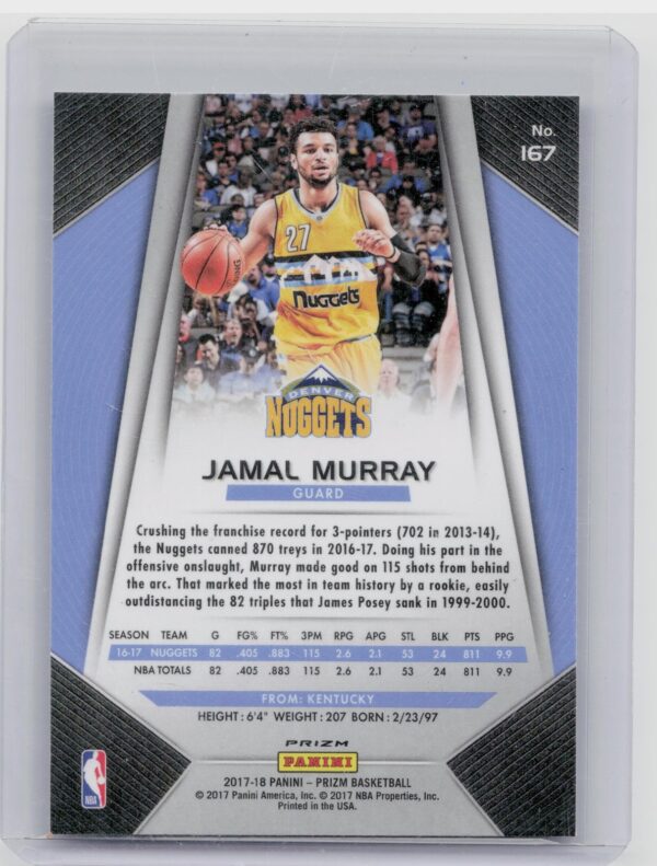 2017-18 Prizm Jamal Murray Prizms Ruby Wave #167 Nuggets - Image 3