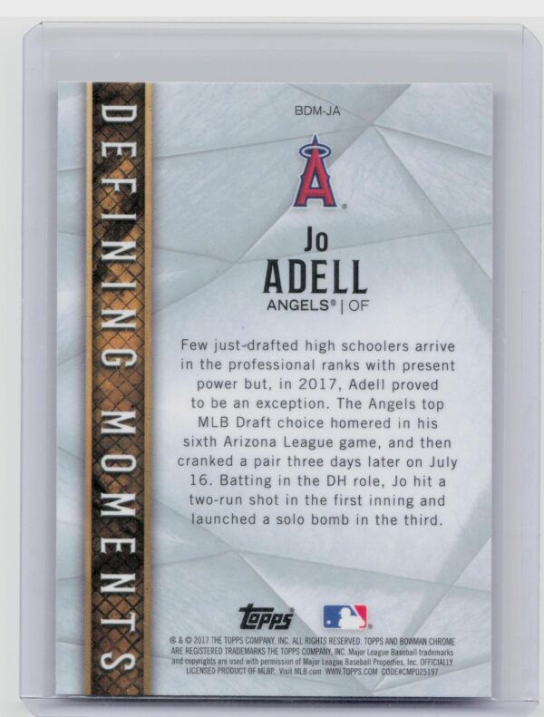 2017 Bowman Draft Jo Adell #BDM-JA Angels Bowman Defining Moments - Image 3