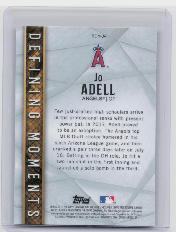 2017 Bowman Draft Jo Adell #BDM-JA Angels Bowman Defining Moments - Image 3
