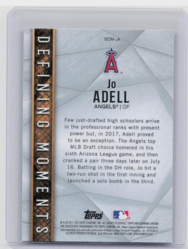2017 Bowman Draft Jo Adell #BDM-JA Angels Bowman Defining Moments - Image 3