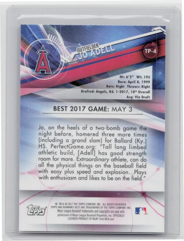 2017 Bowman's Best Jo Adell #TP-4 Angels Top Prospects - Image 3
