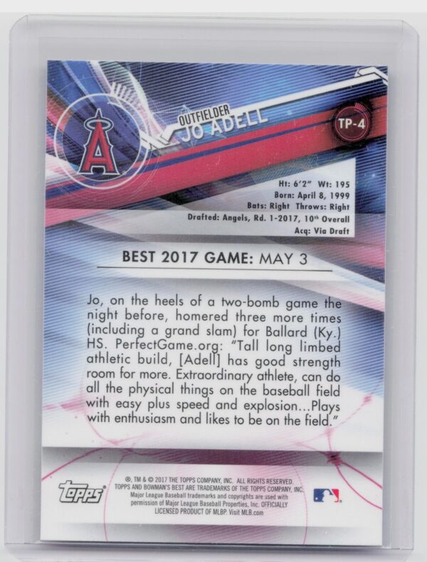 2017 Bowman's Best Jo Adell #TP-4 Angels Top Prospects - Image 3