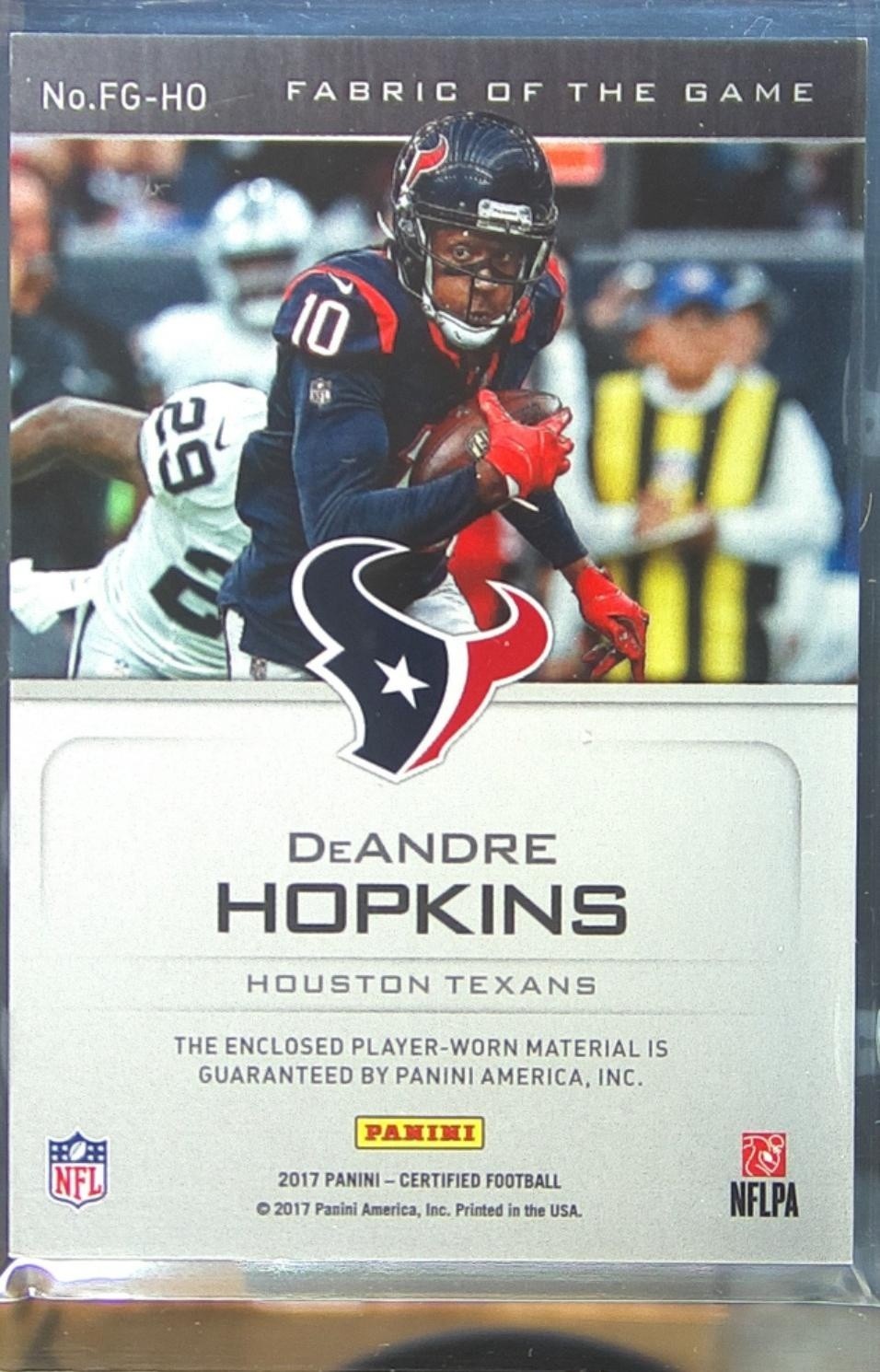 2017 Certified DeAndre Hopkins JSY /49 #FG-HO Texans Fabric of the Game Prime - Image 3