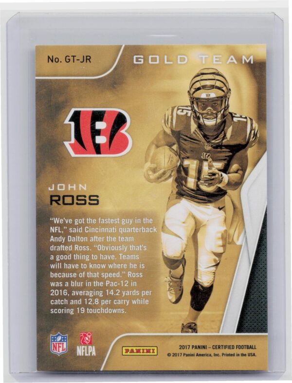 2017 Certified John Ross III /50 #GT-JR Bengals Gold Team Mirror Blue - Image 3