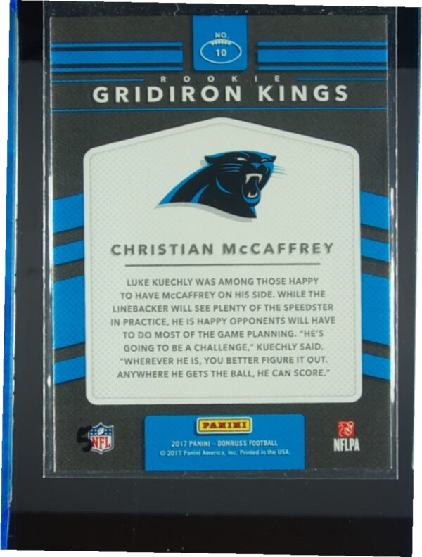2017 Donruss Christian McCaffrey #10 Panthers Rookie Gridiron Kings - Image 3