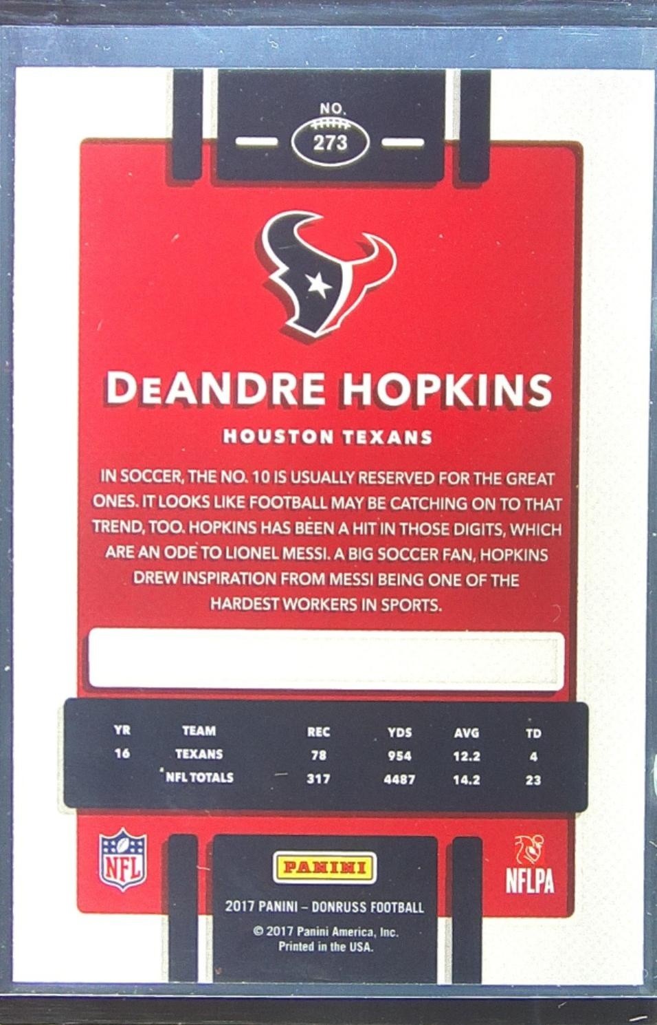 2017 Donruss DeAndre Hopkins Press Proof Green #273 Texans - Image 3