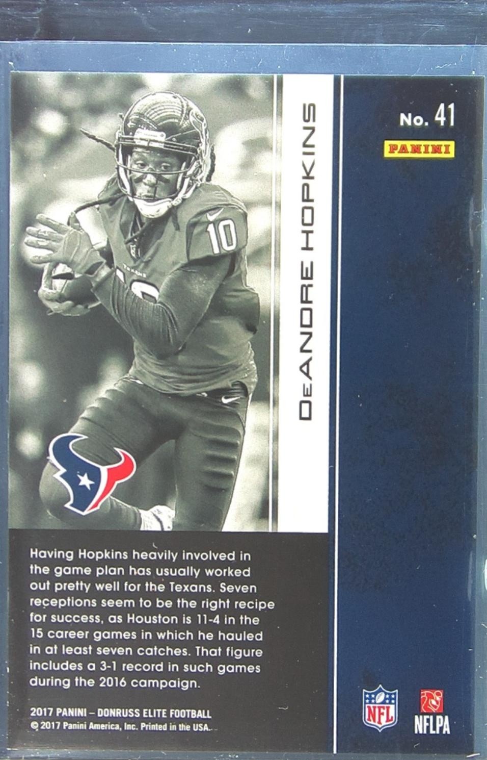 2017 Donruss Elite DeAndre Hopkins Purple /99 #41 Texans - Image 3
