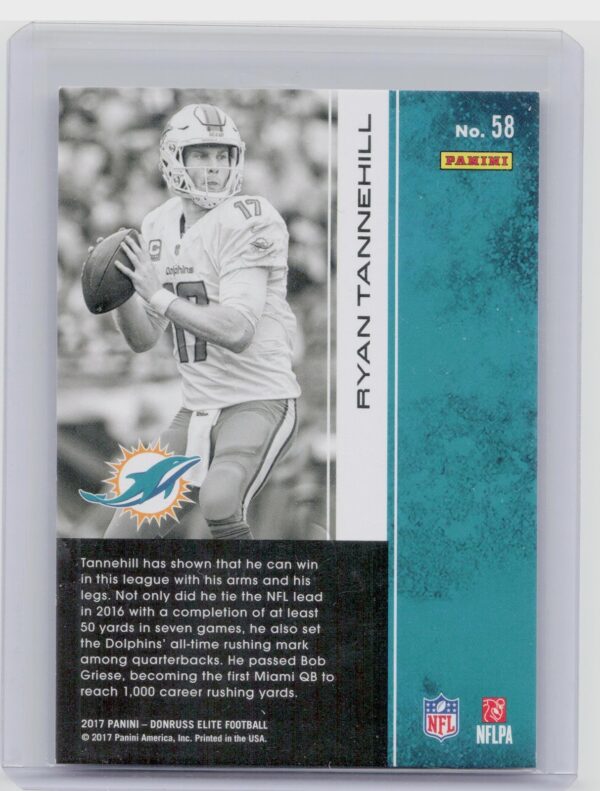 2017 Donruss Elite Ryan Tannehill Aspirations /83 #58 Dolphins - Image 3