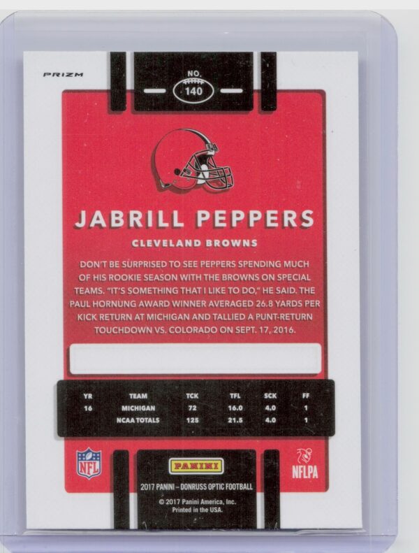 2017 Donruss Optic Jabrill Peppers Holo #140 Browns - Image 3