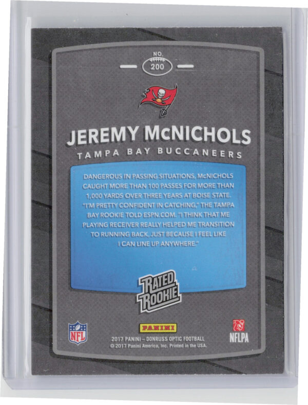 2017 Donruss Optic Jeremy McNichols RC #200 Buccaneers - Image 3