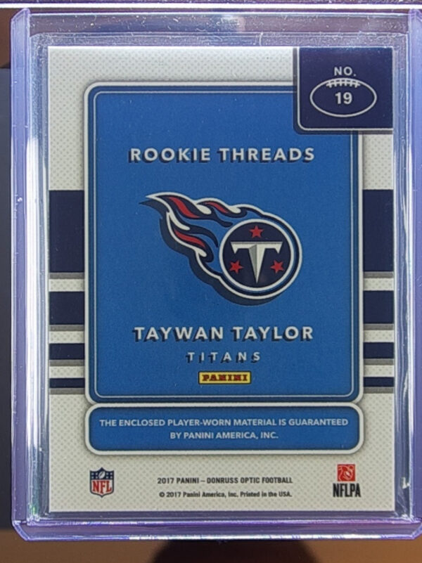 2017 Donruss Optic Taywan Taylor MEM #19 Titans Rookie Phenom Jerseys - Image 3