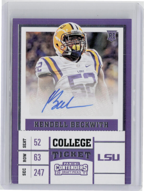 2017 Panini Contenders Draft Picks Kendell Beckwith AU #261 Tigers