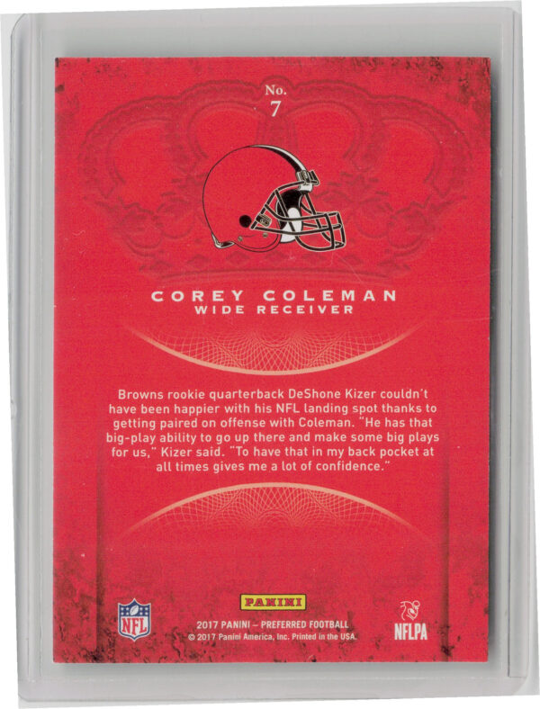 2017 Panini Crown Royale Corey Coleman Holo Gold SN175 #7 Browns - Image 3
