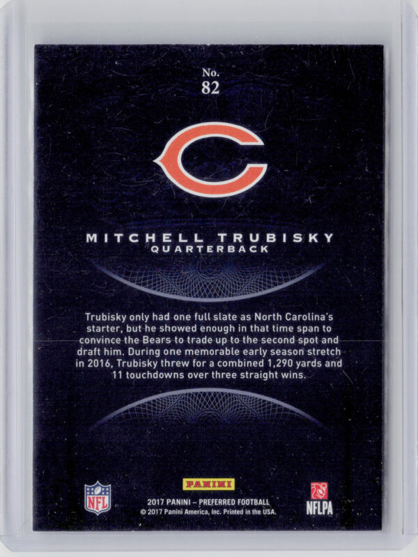 2017 Panini Crown Royale Mitchell Trubisky Bronze SN299 #82 Bears - Image 3