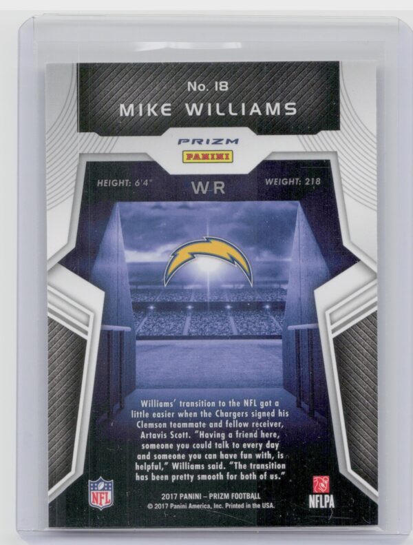 2017 Prizm Mike Williams #18 Chargers Rookie Introductions Prizm - Image 3