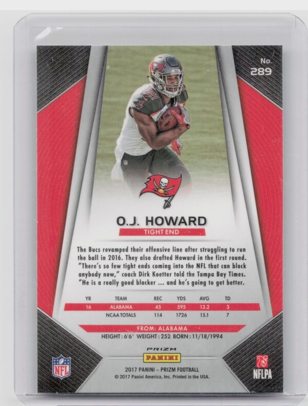 2017 Prizm O.J. Howard Prizm #289 Buccaneers - Image 3