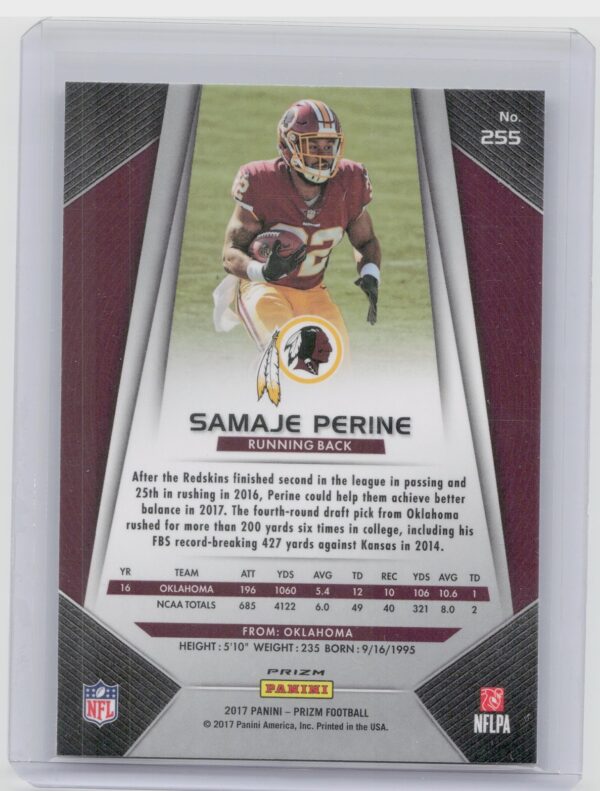2017 Prizm Samaje Perine Prizm #255 Redskins - Image 3