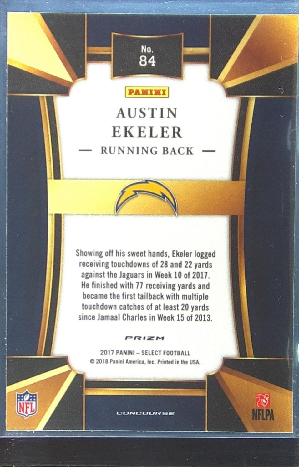 2017 Select Austin Ekeler Silver RC #84 Chargers - Image 3
