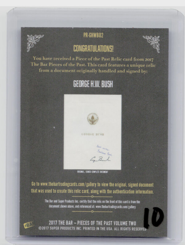 2017 The Bar Pieces of the Past Volume Two:  George W. Bush PR-GHWB02 - Image 3