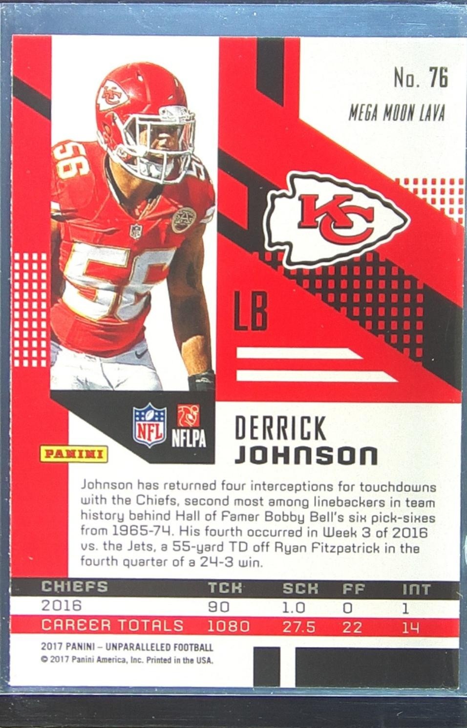 2017 Unparalleled Derrick Johnson #76 Chiefs - Image 3