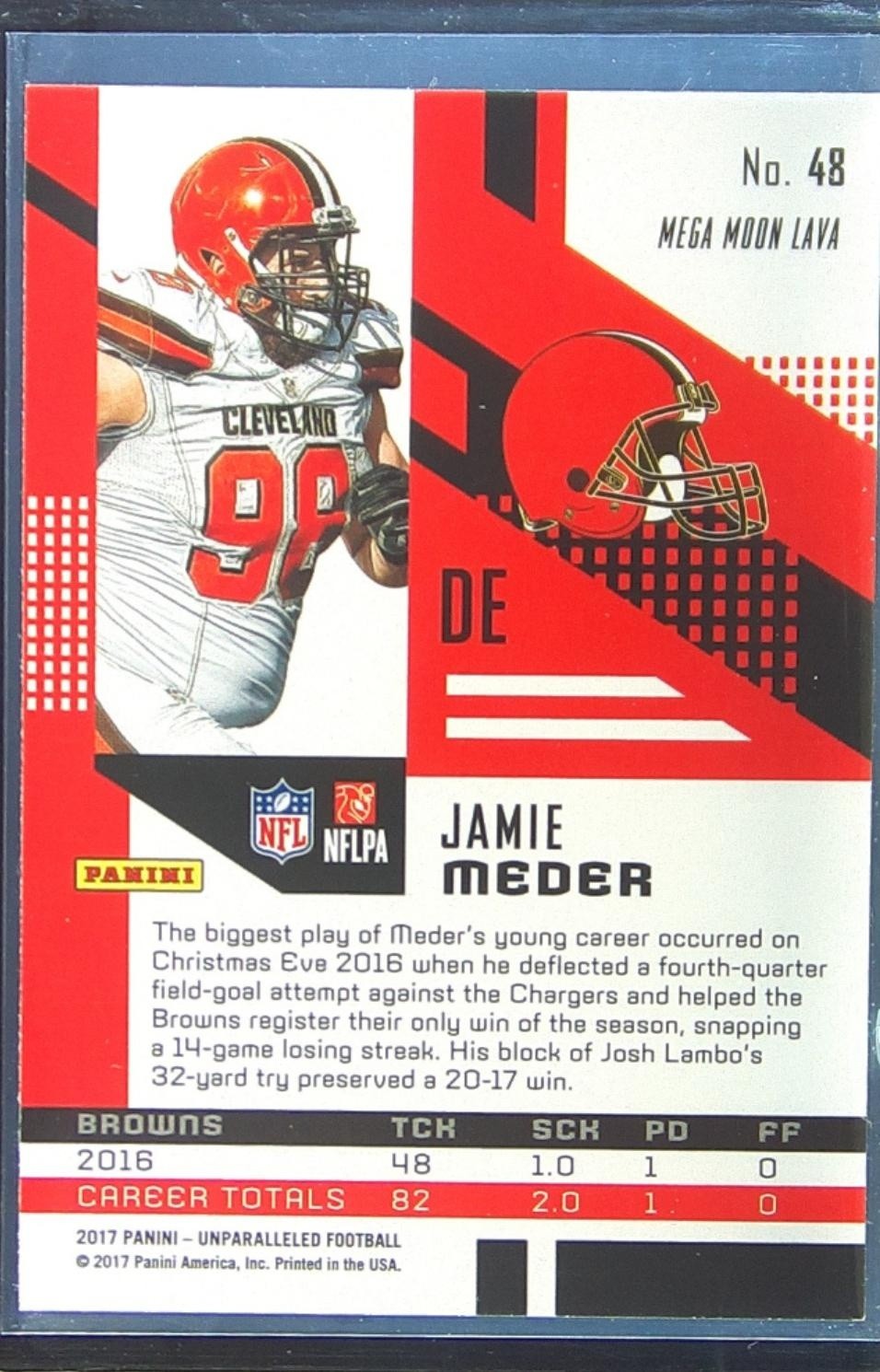 2017 Unparalleled Jamie Meder RC #48 Browns - Image 3