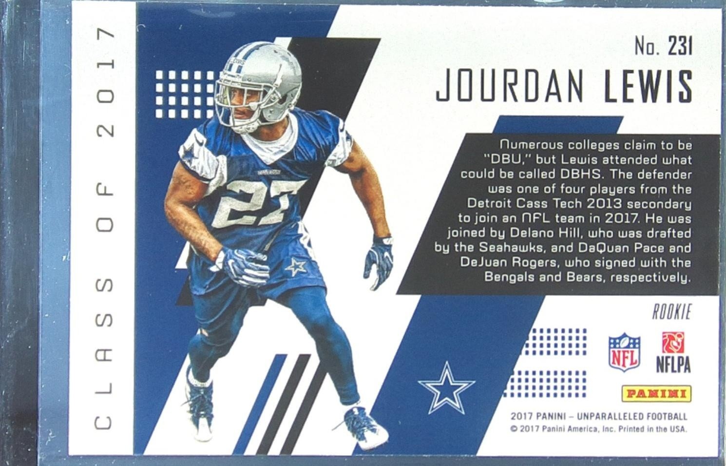 2017 Unparalleled Jourdan Lewis RC #231 Cowboys - Image 3