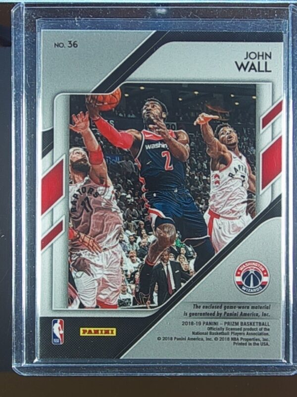 2018-19 Prizm John Wall JSY #36 Wizards Sensational Swatches - Image 3