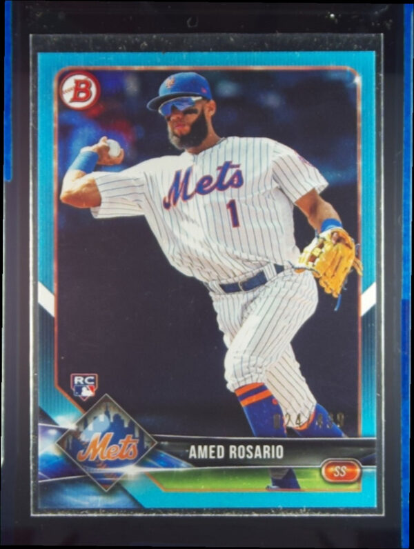 2018 Bowman Amed Rosario Sky Blue SN499 #34 Mets