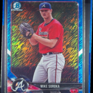 2018 Bowman Mike Soroka SN150 #BCP89 Braves Chrome Prospects Blue Shimmer Refrac