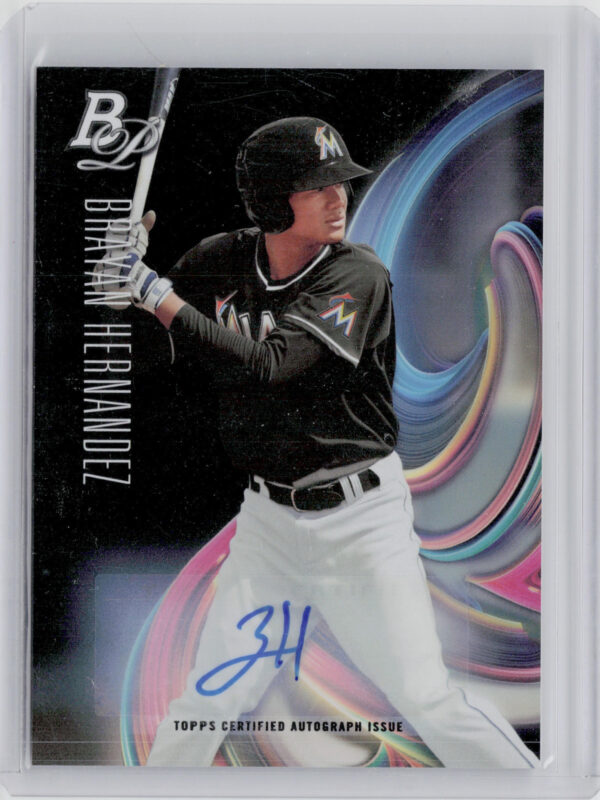 2018 Bowman Platinum Brayan Hernandez AU #TOP-73 Marlins Top Prospects Autograph