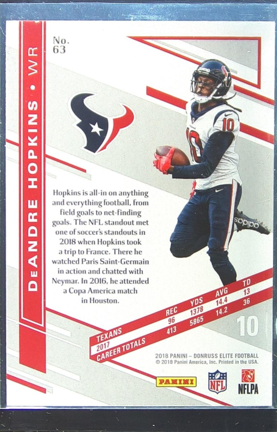 2018 Donruss Elite DeAndre Hopkins Pink #63 Texans - Image 3