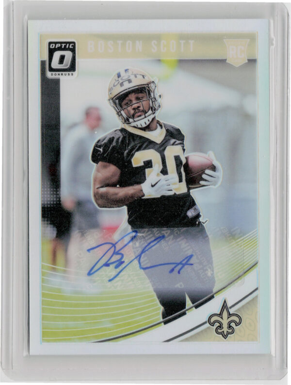 2018 Donruss Optic Boston Scott AU SN99 #128 Saints Rookies Autographs Holo