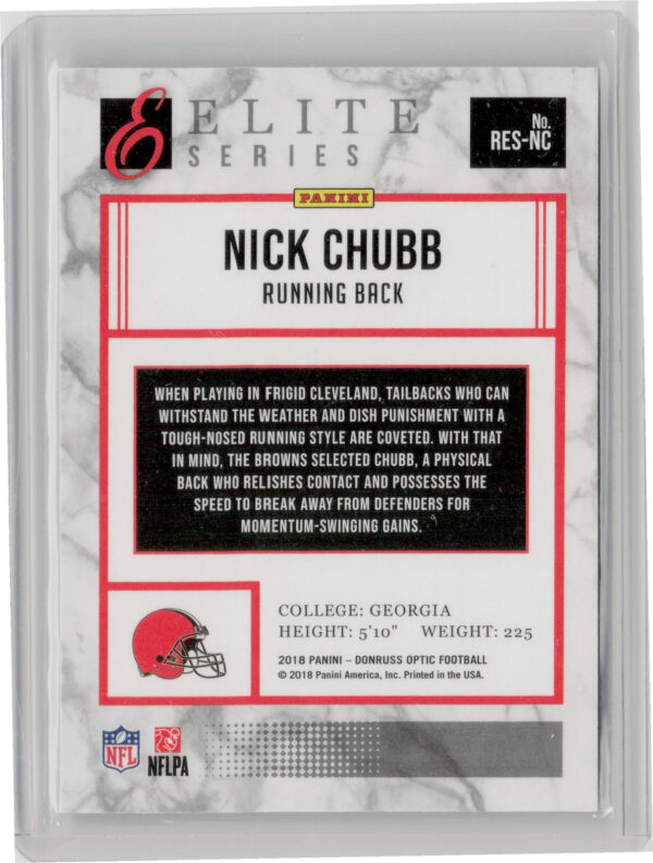 2018 Donruss Optic Nick Chubb #RES-NC Browns Rookie Elite Series - Image 3