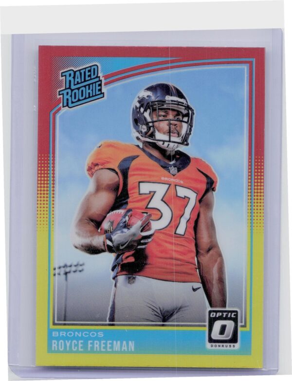 2018 Donruss Optic Royce Freeman Red and Yellow #173 Broncos