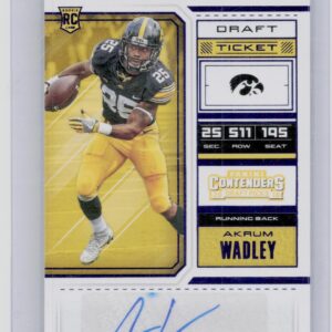 2018 Panini Contenders Draft Picks Akrum Wadley Draft Blue Foil AU SP #144 Hawke
