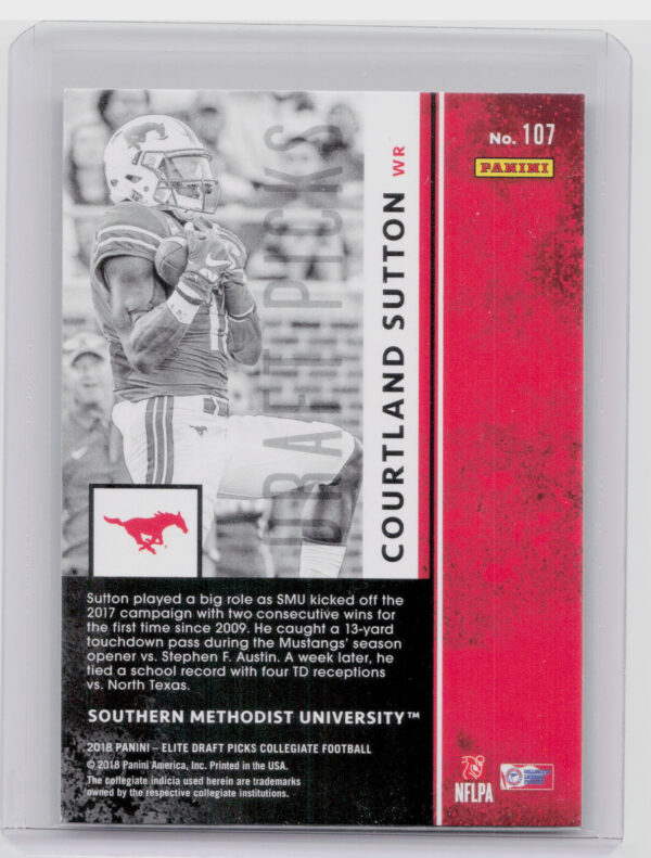 2018 Panini Elite Draft Picks Courtland Sutton #107 Mustangs - Image 3