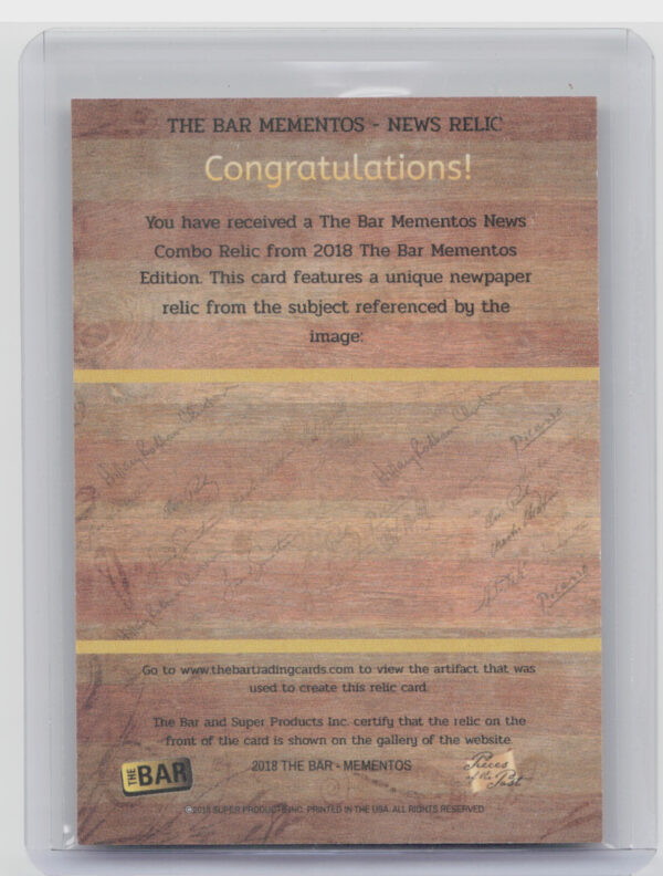 2018 The Bar Momentos News Relic Houdini - Image 3