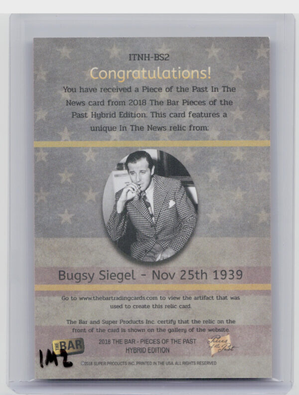 2018 The Bar Pieces of the Past Hybrid Edition:  Bugsy Siegel - Image 3