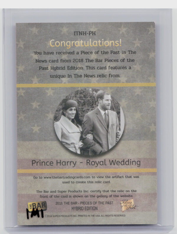 2018 The Bar Pieces of the Past Hybrid Edition:  Prince Harry - Image 3