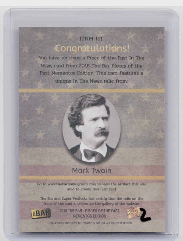 2018 The Bar Pieces of the Past Momentos Edition:  Mark Twain - Image 3