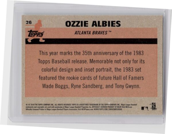 2018 Topps Ozzie Albies #26 Braves - Image 3