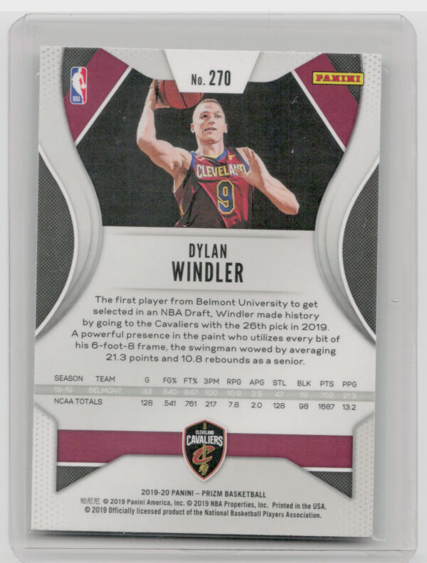 2019-20 Panini Prizm Dylan Windler RC #270 Cavaliers - Image 3