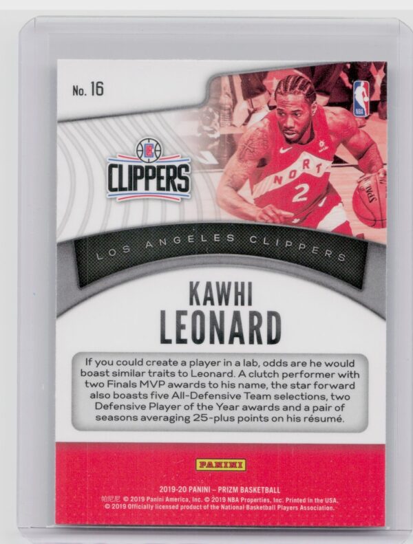 2019-20 Panini Prizm Kawhi Leonard #16 Clippers Dominance - Image 3