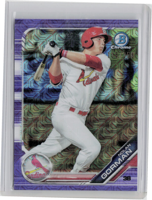 2019 Bowman Nolan Gorman SN250 #BCP-60 Cardinals Chrome Prospects Mojo Refractor