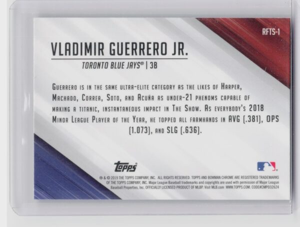 2019 Bowman Vladimir Guerrero Jr. #RFTS-1 Jays Ready for the Show - Image 3