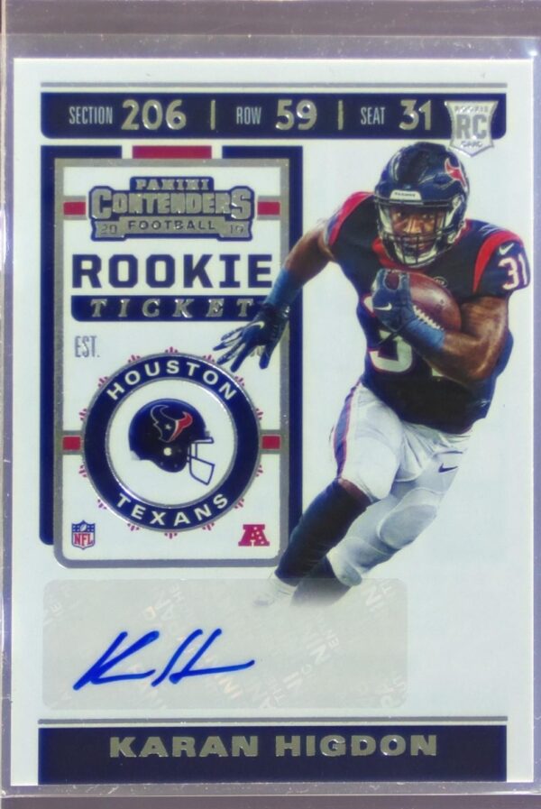 2019 Contenders Karan Higdon Auto VAR Variation Rookie Ticket #271 Texans